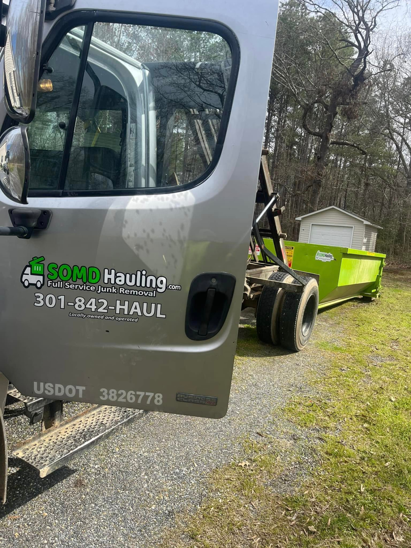 A 15-yard bin on a fresh driveway — and not one mark left behind.