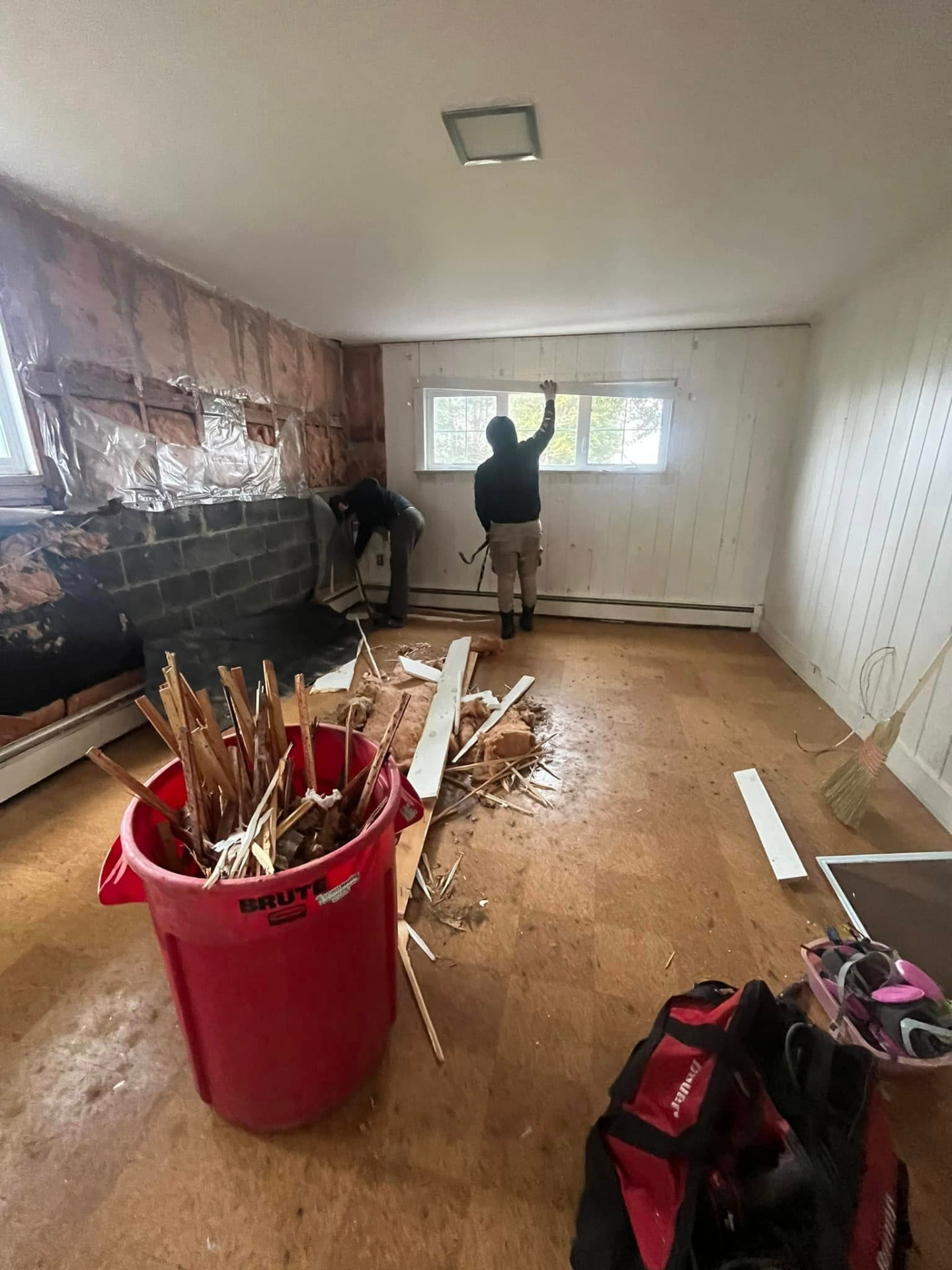 Walls, cabinets, carpet — gone before the drywall crew arrived.